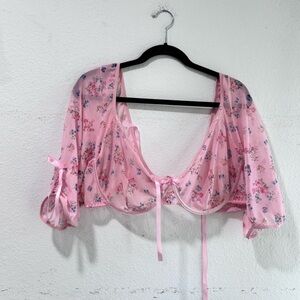 Pink and Blue Lace Trim Bra Intimates